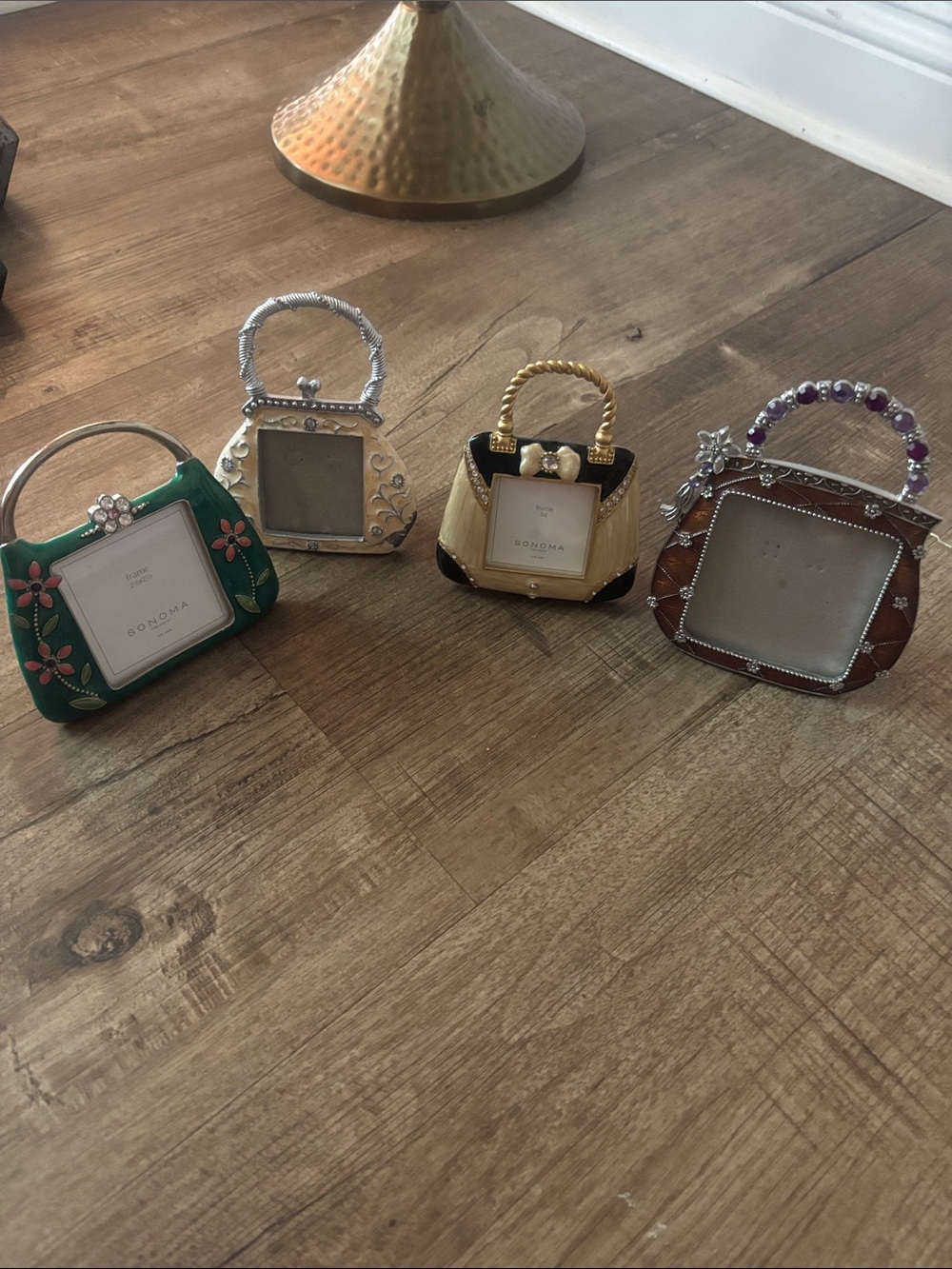 Whimsical metal enamel photo purse frames lot